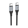 Дата кабель USB-C to USB-C 1.0m 3A nylon X102 black HOCO (6942007608787)