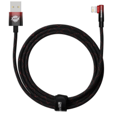 Дата кабель USB 2.0 AM to Lightning 2.0m 2.4A 90° corner black/red Baseus (CAVP000120)