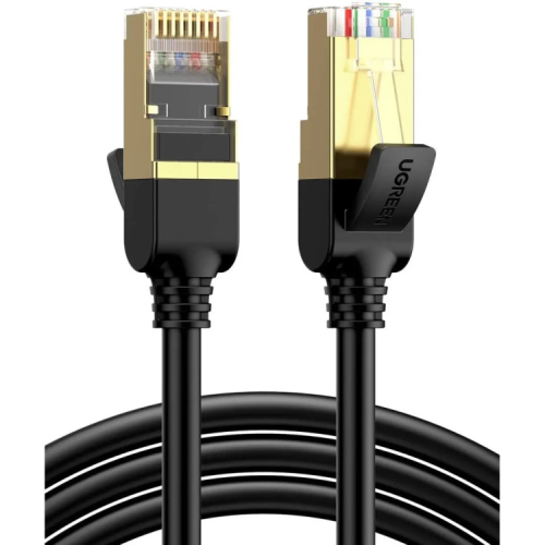 Патч-корд 0.5м, F/FTP cat 7 RJ-45 black Ugreen (U_11229)