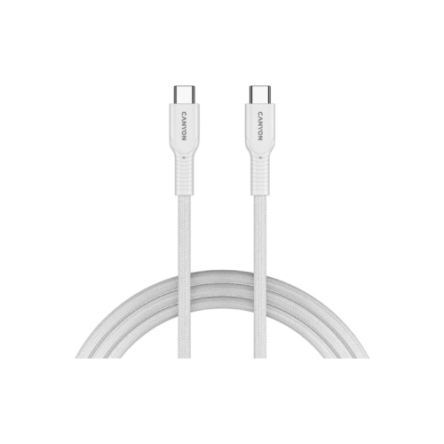 Дата кабель USB-C to USB-C 1.0m OnWire 60CL C-C 60W COLOR Braided 1m White Canyon (CND-CCAP60AB10W)