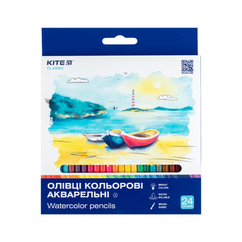 Олівці кольорові Kite Classic акварельні, 24 кольори (K-1050)