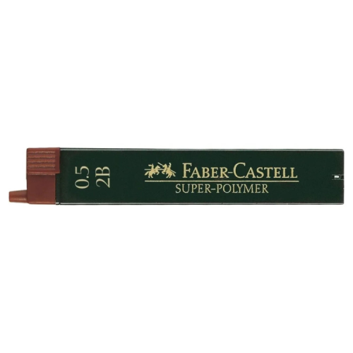 Грифель для механічного олівця Faber-Castell Super-Polymer 2В (діаметр 0,5 мм), 12 штук в пеналі (16804)