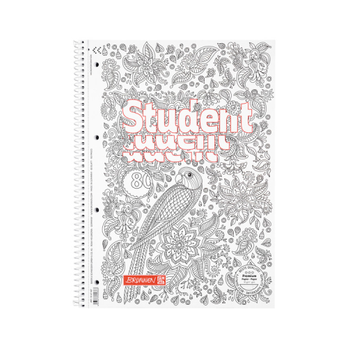 Книга записна Brunnen Коледж-блок А4 Premium Zenart bird, лінія 80 аркушів (10 67 427)