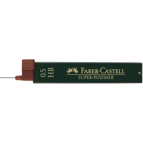 Грифель для механічного олівця Faber-Castell Super-Polymer НВ (діаметр 0,5 мм), 12 штук в пеналі (16782)