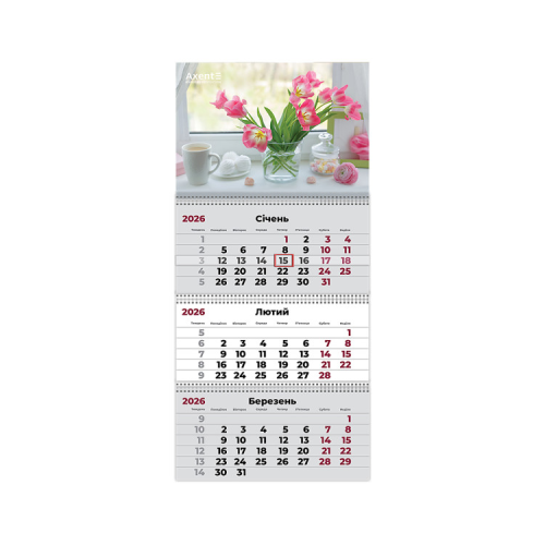 Календарь Axent настенный квартальный 2026 г.,3 пружины Hygge 2 (8803-26-11-A)