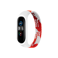 Ремешок для фитнес браслета BeCover Elastic Nylon Style для Xiaomi Mi Smart Band 5/6 (Size S) Red-White (706137)