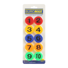 Магніт Buromax набір ЦИФРИ, 10 шт 30 мм в упаковці (BM.0034)