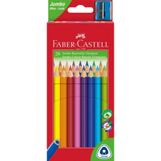 Олівці кольорові Faber-Castell JUMBO Triangular Junior, потовщені, 20 кольорів тригранні + точилка (12391)