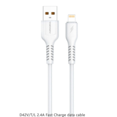 Дата кабель USB 2.0 AM to Lightning 1.0m 2.4A silicone white Denmen (DM-D42L-WH)