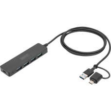 Концентратор Digitus USB-A and USB-C to 4xUSB 1x USB-C 1.2m Black (DA-70236)