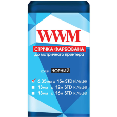 Лента к принтерам 6.35мм х 15м STD к. Black WWM (R6.15S)