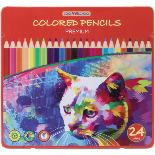 Олівці кольорові Cool For School Premium, тригранні,, 24 кольори (CF15180)