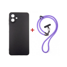 Чохол до мобільного телефона Dengos Case + Cross-body Strap Samsung Galaxy A07 Black+Purple (DG-KM-CCRB-16)