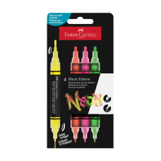 Набір маркерів Faber-Castell акрилові двобічні Black Edition Shake & Paint Neon Acrylic Marker, 4 неонові кольори (33105)