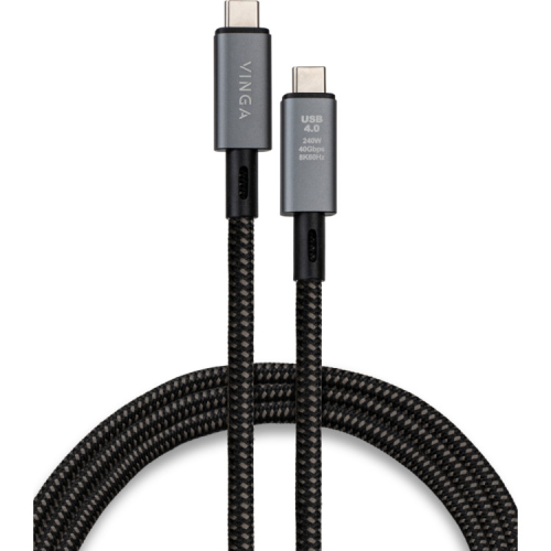 Дата кабель USB4 Type-C to Type-C 0.8m 240W 40GBps 8K60Hz Nylon Vinga (VCPDCU4)