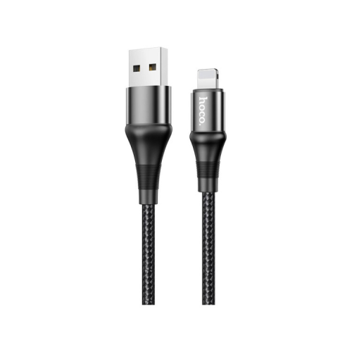 Дата кабель USB 2.0 AM to Lightning 1.0m 2.4A nylon X50 black HOCO (6931474734198)