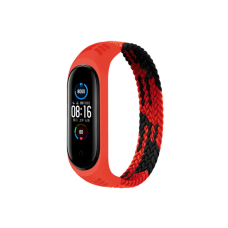 Ремешок для фитнес браслета BeCover Elastic Nylon Style для Xiaomi Mi Smart Band 5/6 (Size S) Black-Red (706135)