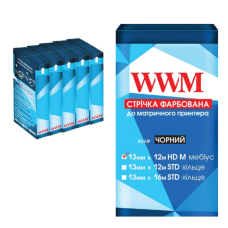 Лента к принтерам 11мм х 12м HD л. Black*5шт WWM (R11.12HM5)