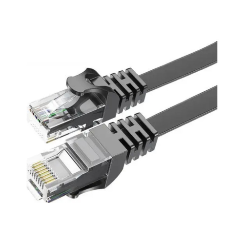 Патч-корд 0.5м, UTP, сat 6, CU, AWG32, TopSpeed Cable Ethernet RJ45 Splitter Network Flat Cable, Black Essager (EXCWXB-JSB01)