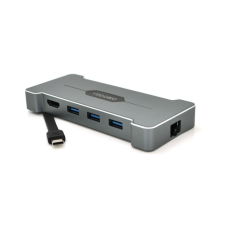 Концентратор VEGGIEG USB-C 5-in-1 USB-C + 3xUSB 3.0 + HDMI + RJ45 silver (TC06)