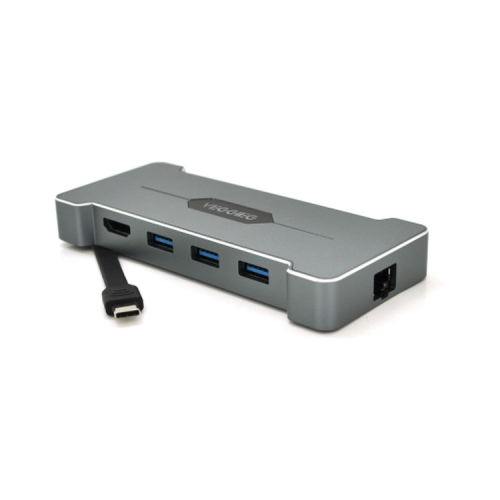 Концентратор VEGGIEG USB-C 5-in-1 USB-C + 3xUSB 3.0 + HDMI + RJ45 silver (TC06)