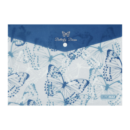 Папка - конверт Buromax А4 на кнопці, MACHAON ARABESKI, напівпрозора, синя (BM.3943-02)