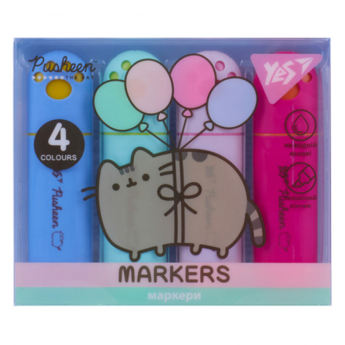 Набор маркеров Yes текстовый Pusheen 4 шт (391106)