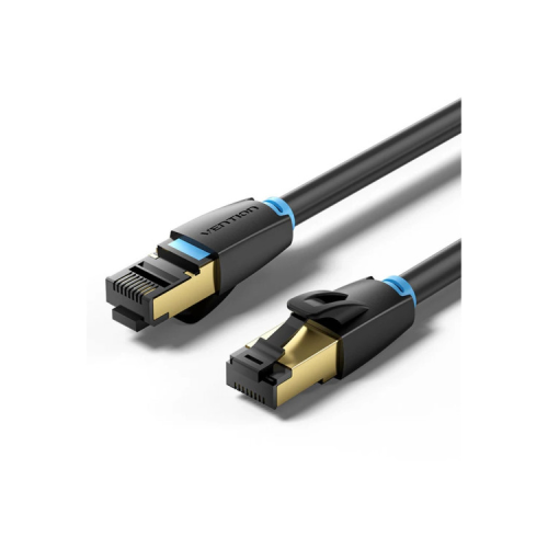 Патч-корд 1м, S/FTP cat 8 RJ-45 black Vention (IKABF)
