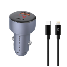 Зарядное устройство Armorstandart AR-C43 Type-C PD30W + USB QC 3.0 Grey + cable Lightning (ARM82462)