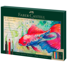 Олівці кольорові Faber-Castell AlbrechtDrer17 кольорів з аксесуарамив картонній подарунковій коробці (217552) (33027)