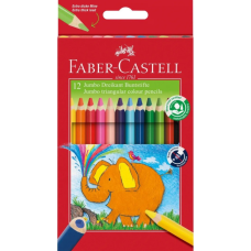 Олівці кольорові Faber-Castell Jumbo Triangular тригранні, потовщені, 12 кольорів (116501) (14725)