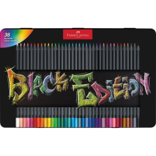 Олівці кольорові Faber-Castell Black Edition colour pencils 36 кольорів тригранні чорне дерево, металева коробка, 116437 (32085)