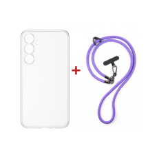 Чохол до мобільного телефона Dengos Case + Cross-body Strap Samsung Galaxy S25 FE Clear+Purple (DG-KM-CCRB-27)
