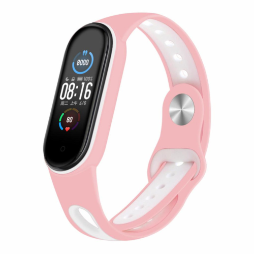 Ремінець до фітнес браслета BeCover Sport Style для Xiaomi Mi Smart Band 5 Pink-White (705173)