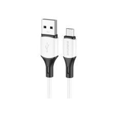 Дата кабель USB 2.0 AM to Micro 5P 1.0m 2.4A silicone BX79 white BOROFONE (6974443384772)