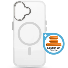 Чохол до мобільного телефона Armorstandart Unit MagCase Apple iPhone 17 Clear Silver + Orange Button Set (ARM90581)