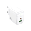 Зарядний пристрій BOROFONE BAS44A 1xUSB-C PD20W + 1xUSB QC3.0 white (6941991113840)