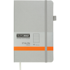 Книга записна Buromax Etalon 125x195 мм 96 аркушів в лінію обкладинка зі штучної шкіри Срібна (BM.291260-24)