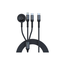Дата кабель USB-C to Lightning 27W + USB-C 60W + Apple Watch 2.5W 1.5m icharge trio black Promate (icharge-trio.black)