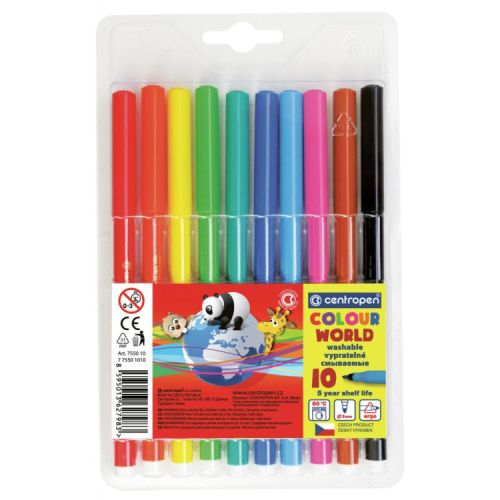 Фломастеры Centropen 7550/10 COLOUR WORLD, 10 colors (7550/10 ТП)