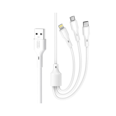 Дата кабель USB 2.0 AM to Lightning + Micro 5P + Type-C 1.0m 2.4A XO (CB-23U3)