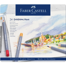 Олівці кольорові Faber-Castell Goldfaber Aqua акварельні, в металевій коробці, 24 кольори (114624) (27638)