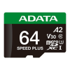 Карта пам'яті ADATA 64GB microSD class 10 UHS-I U3 V30 A2 Speed Plus (UD64GUI3V30A2SP-RA1)