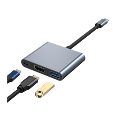 Концентратор Dynamode USB-C 3-in-1 1xHDMI + 1xUSB 3.0 + 1xUSB-C PD 87W 4K (Multiport USB-C 3-in-1 dark grey)