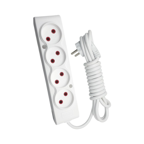 Мережевий подовжувач TECCO 5м 4 поста white (8681277841507)