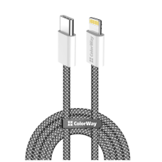 Дата кабель USB-C to Lightning 2.0m (PDF Fast Charging 27W) black ColorWay (CW-CBPDCL068-BK)