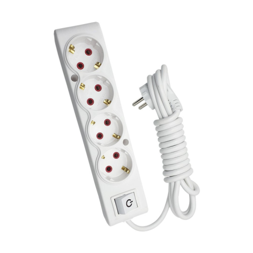 Мережевий подовжувач TECCO 3м 4 поста white (8681277842733)