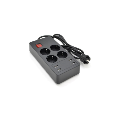 Мережевий фільтр живлення Voltronic 4 роз, 4USB 5V-2.4A, 250V/4000W Black (P-EU4U4S-4000W)