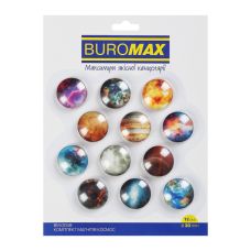 Магніт Buromax набір скляних магнітів SPACE, 12 шт 30 мм (BM.0048)