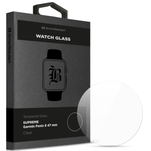Скло захисне Armorstandart Supreme Black Icon Garmin Fenix 8 47 mm Clear (ARM84721)